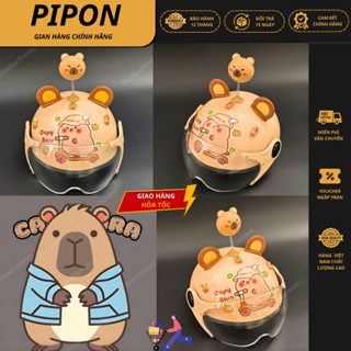  Mũ bảo hiểm hình Capybara gắn kính kèm phụ kiện nón bảo hiểm chính hãng Long Thanh có tem kiểm định bảo hành 12 tháng 