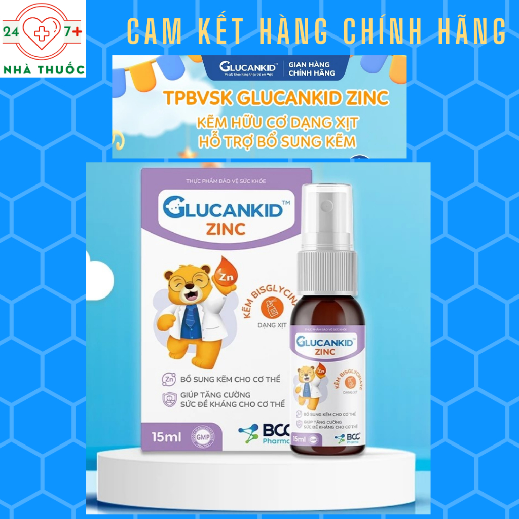 Kẽm Glucankid ZinC - Kẽm Hữu Cơ Dạng Xịt (HD 2028) Hỗ Trợ Tăng Cường Sức Đề Kháng Cho Bé từ 6 tháng
