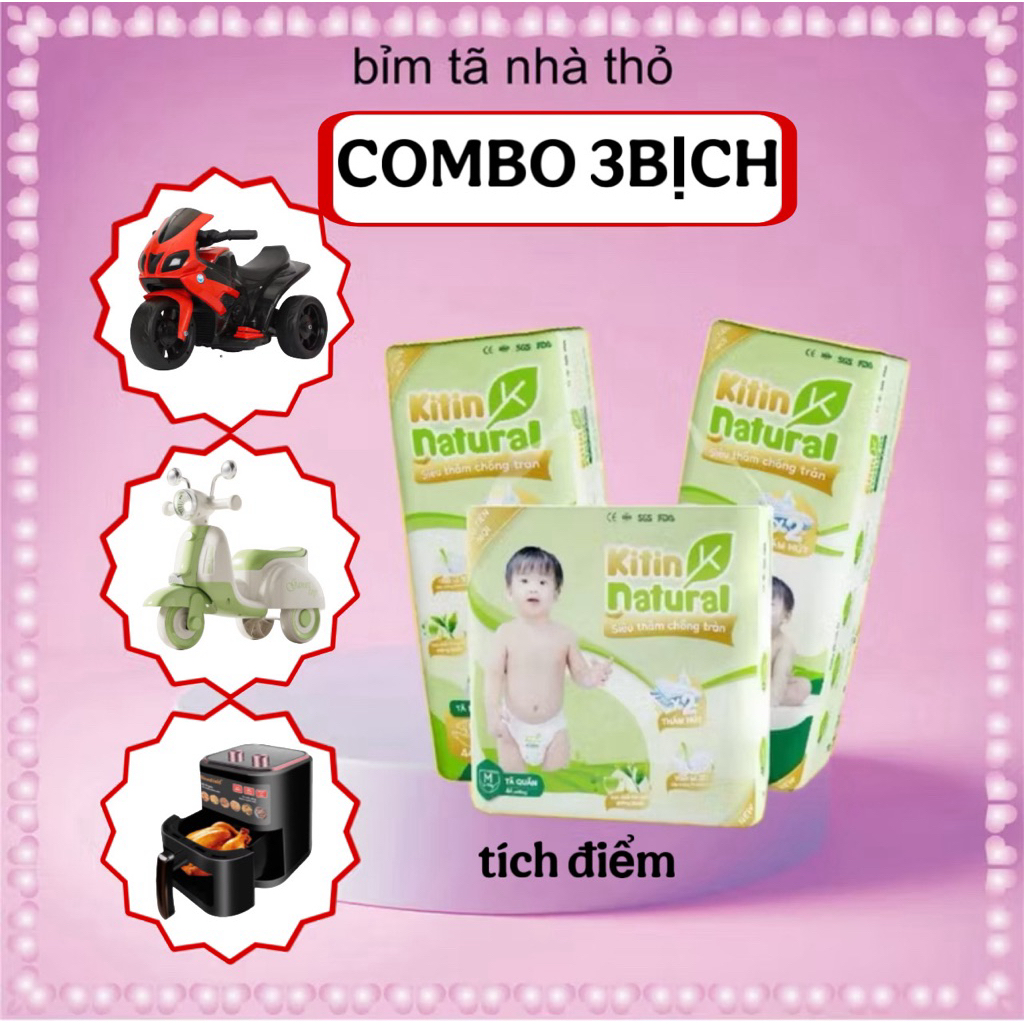 3BỊCH BỈM TÃ KITIN NATURAL.ĐỦ SZ TÃ DÁN ĐẾN TÃ QUẦN.BỈM TRÀ XANH KHÁNG KHUẨN