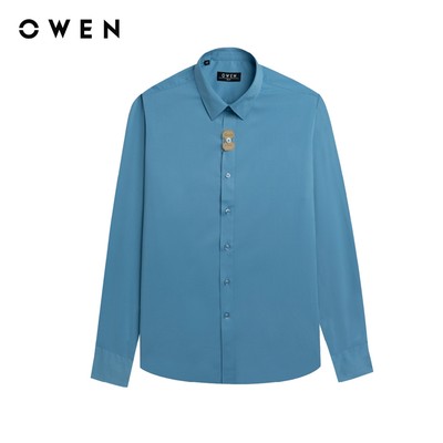 Owen - Áo sơ mi dài tay Slim Fit AS240592D màu Xanh chất liệu Spandex