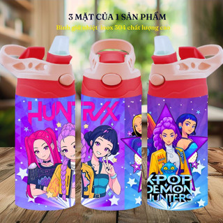 Bình Nước Giữ Nhiệt Trẻ Em 350ml Phong Cách Kpop Huntrix – Inox 304 Cao Cấp, Quà Tặng Dễ Thương Cho Bé