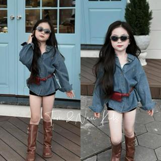  A901- tomnaukid  Áo sơ Mi Jean Thêu cho Mẹ và Bé size từ 9-65Kg 