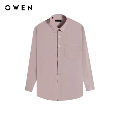 Owen - Áo sơ mi dài tay Regular Fit AR255027DT màu Hồng chất liệu Bamboo spandex