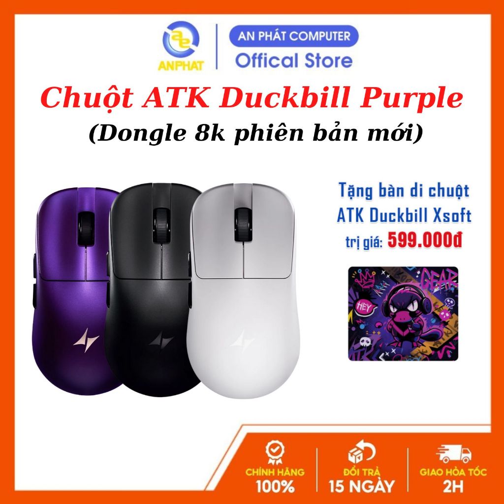 [Tặng kèm Bàn di chuột] Chuột không dây ATK DuckBill Ultra | PAW3950Ultra | 8K )