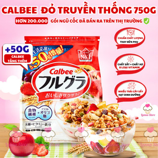  【LÔ MỚI+TẶNG 50G Ngũ cốc Calbee Đỏ Nhật Bản Mix Sữa Chua Trái Cây Granola Ăn Sáng Eat Clean Gói 750gr -Lanna Store 