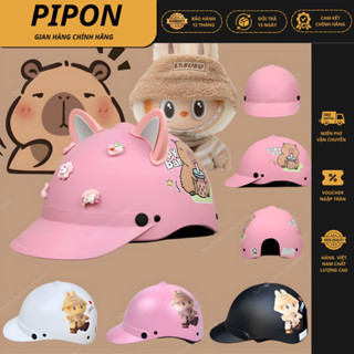  Nón bảo hiểm lưỡi trai CÓ MÚT XỐP đạt chuẩn khoét đuôi hình Labubu Capybara mũ bảo hiểm kết chính hãng Long Thanh 