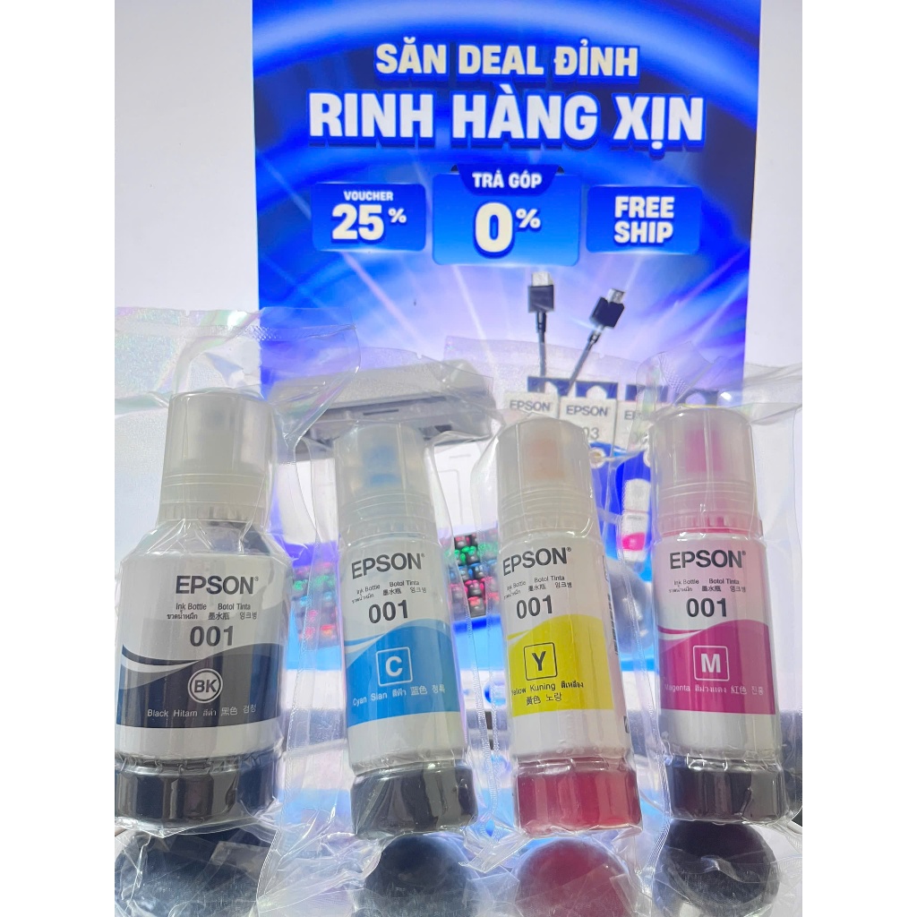 Mực máy in Epson L14150, L4260, L4150, L6260, L6160, L6170 và L6270,Epson 001 Đen, Xanh, Vàng, Đỏ bó