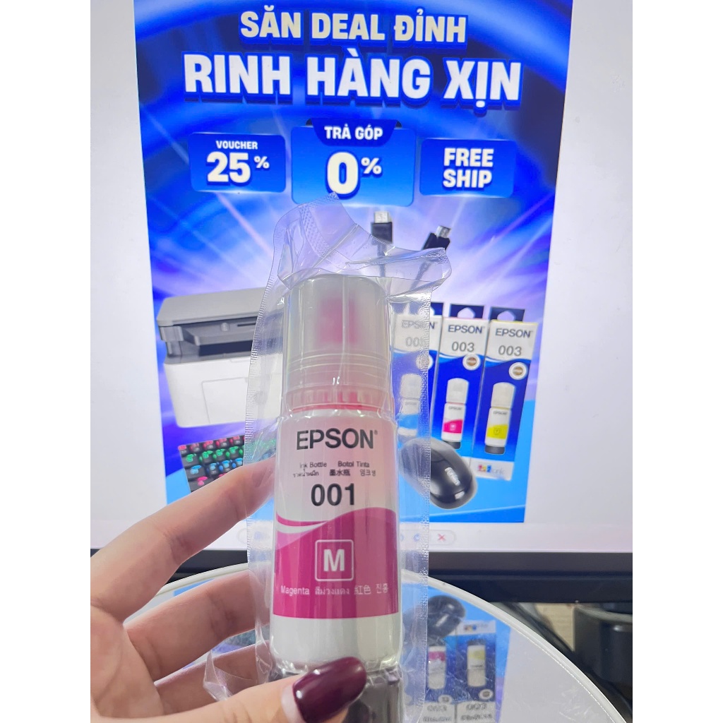Mực Epson 001 M (Đỏ) – Bóc Máy Chính Hãng – Dành Cho Máy In Epson L14150 / L4150 / L4260 / L6160 / L