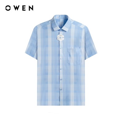 Owen - Áo sơ mi ngắn tay Body Fit AB250044NT màu Xanh chất liệu Knit