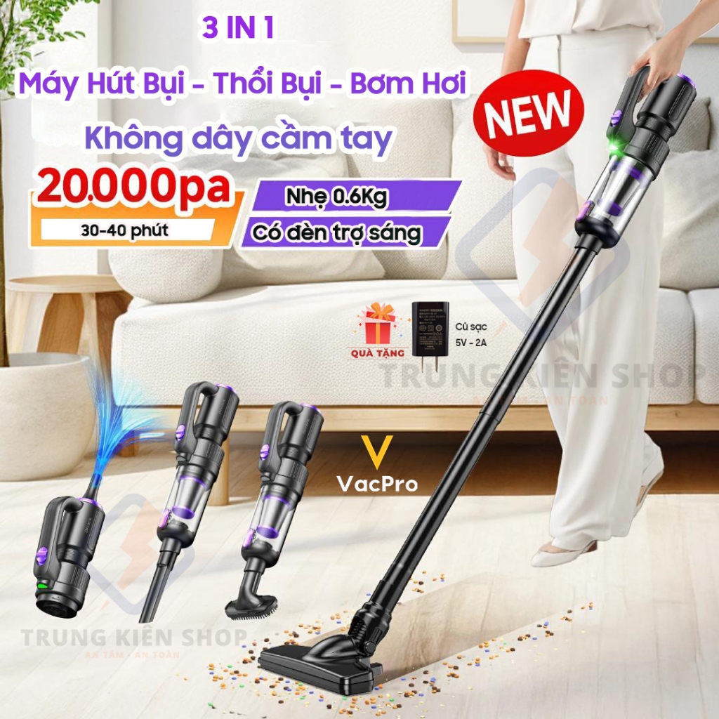 [Hỏa tốc HCM - CÓ VAT] Máy hút bụi không dây cầm tay 20000Pa