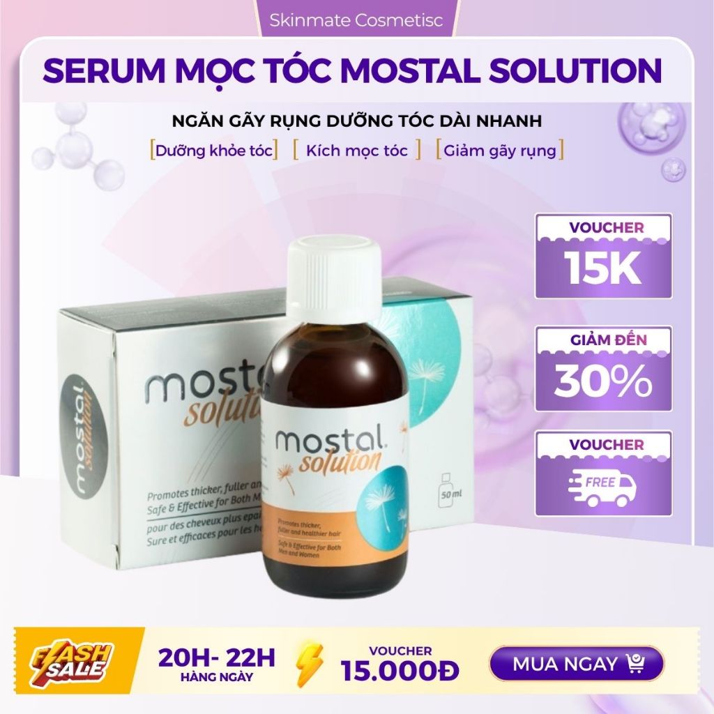 Serum kích mọc tóc Mostal Solution nuôi dưỡng chân tóc khỏe, giảm khô xơ ngăn gãy rụng - 50ml