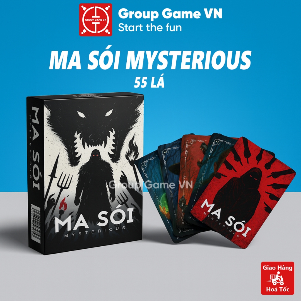 Bộ bài Ma Sói Mysterious 55 lá giấy cứng cao cấp – Boardgame party hot cho nhóm bạn, gia đình
