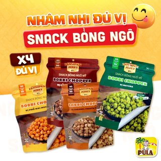  4 vị | Snack Bỏng Ngô Mỹ Tiệm nhà Pula 55gr đủ vị | Snack Bắp rang Bobbi Chopper Vị Phô Mai Cà Phê Caramel Matcha 
