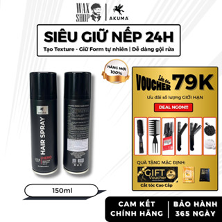  Gôm xịt giữ nếp tóc nam AKUMA Hero 150ml chính hãng Gôm mềm giữ nếp linh hoạt không bóng 
