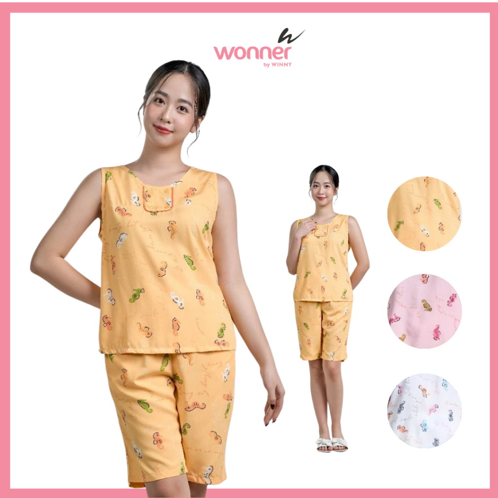 Đồ Bộ Mặc Nhà nữ Sát Nách Quần Ngố Chất Lanh Mát Wonner by Winny - 2MNLA24009S