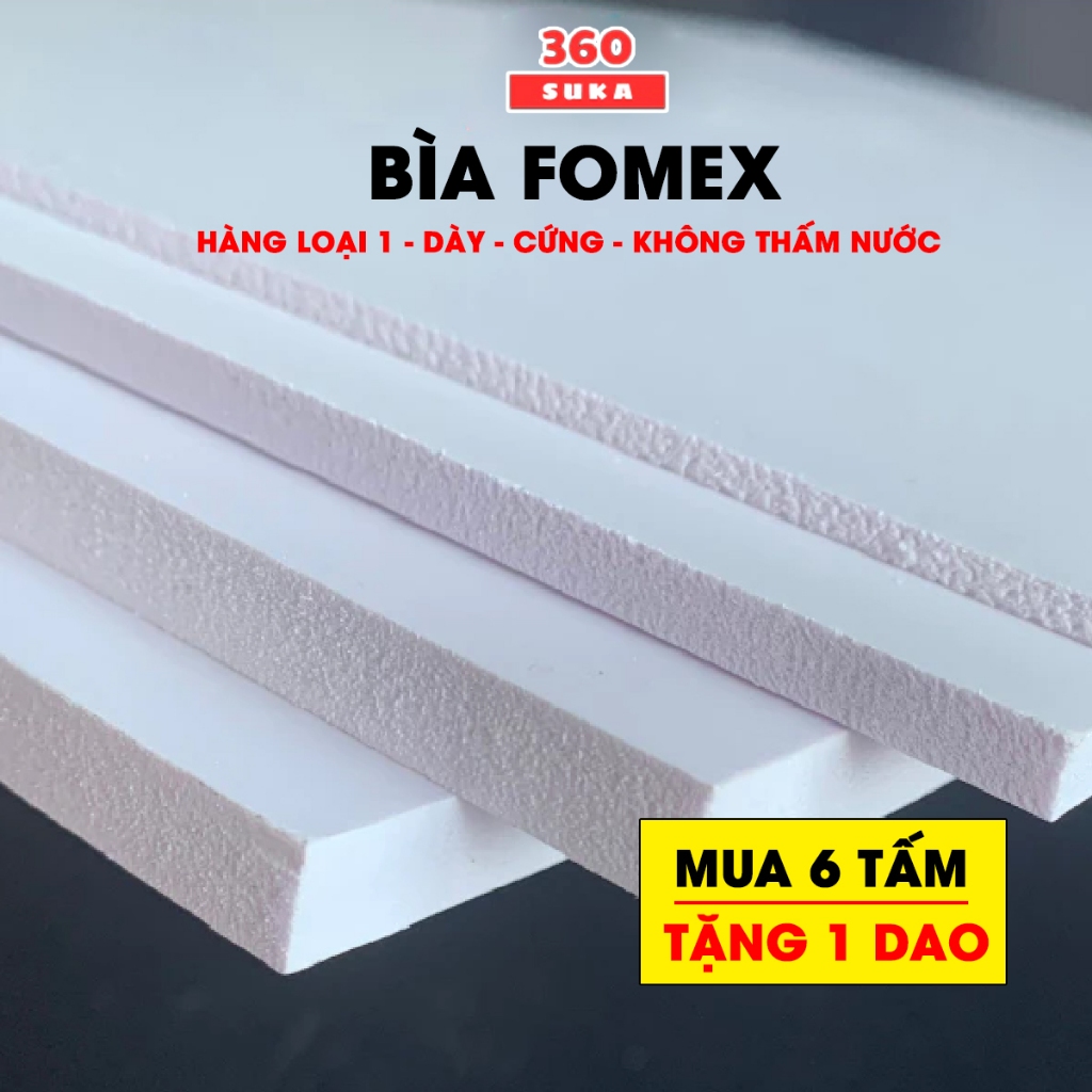 Bìa Fomex 3mm, 5mm, 8mm - Hàng Fomex loại 1 - Bìa dầy, cứng, không ngấm nước - Suka 360