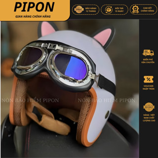  Mũ bảo hiểm 3 4 SRT trùm đầu kèm Kính Phi Công và tai mèo tai gấu nhiều màu sắc nón bảo hiểm 3 4 đi phượt cho nam và nữ 