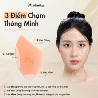 Bông Mút Trang Điểm Kháng Khuẩn Mastige - Tiết Kiệm Mỹ Phẩm, Lớp Nền Mềm Mịn - Hồng Cam