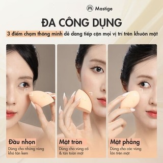 Bông Mút Trang Điểm Kháng Khuẩn Mastige - Tiết Kiệm Mỹ Phẩm, Lớp Nền Mềm Mịn - Hồng Cam