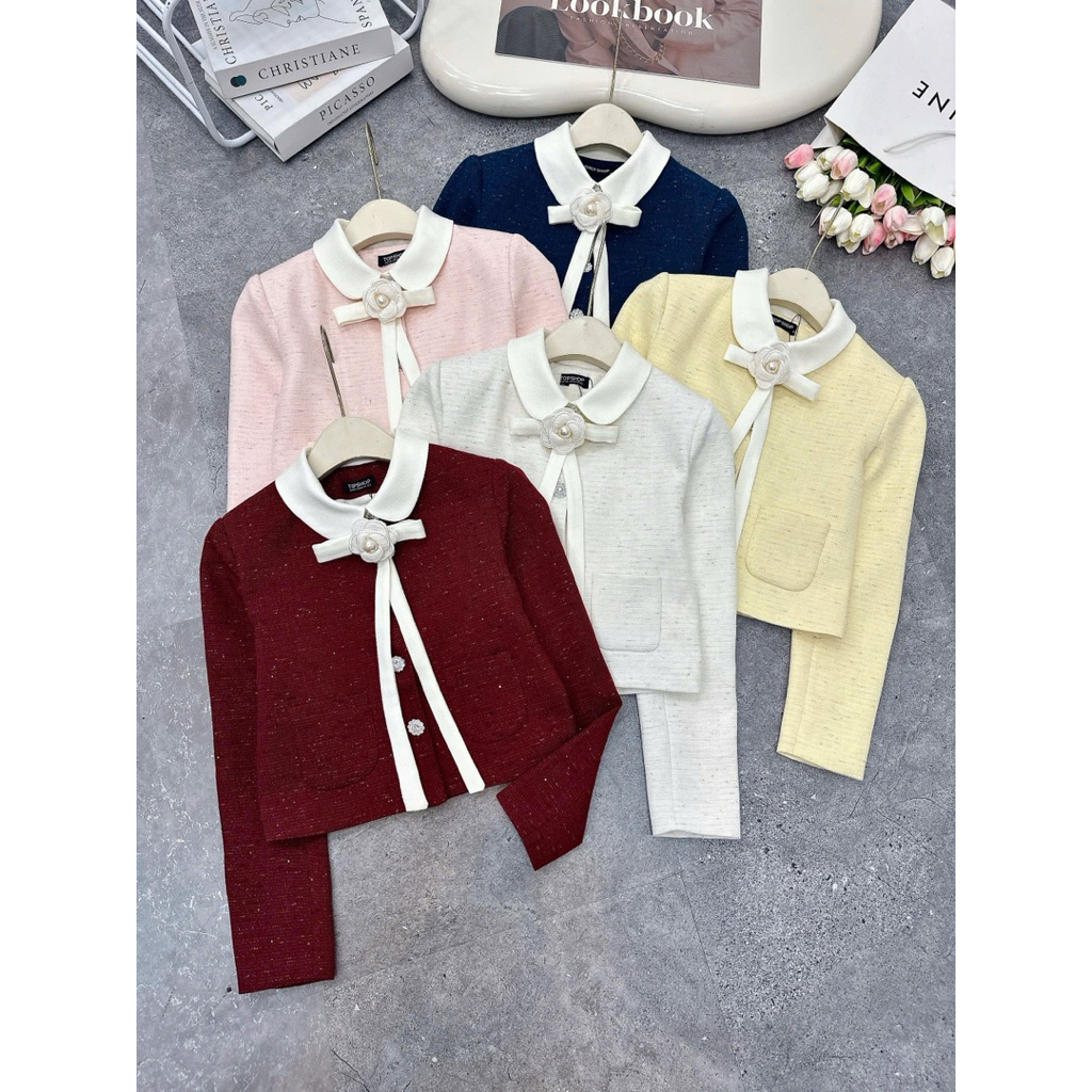 Áo dạ tweed phối viền