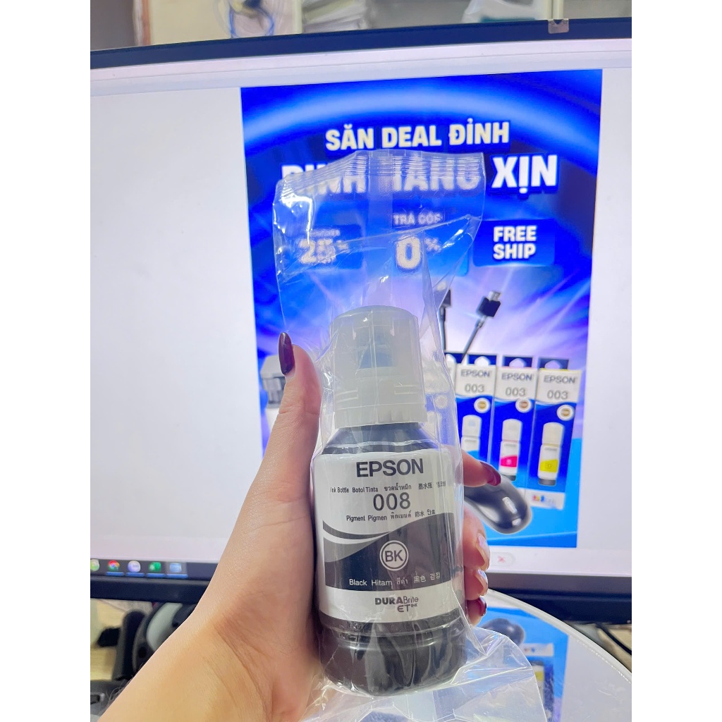 Mực Epson 008BK – Màu Đen (Black) – Bóc Máy Chính Hãng Epson - Dành Cho Máy L15150 / L6490 / L15160 