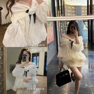  JILU STUDIO - ÁO TRỄ VAI VOAN MỀM BỒNG BỀNH ĐÍNH HOA SIU SANG 