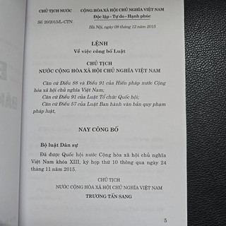 Sách - Bộ luật dân sự năm 2015 (NXB Chính trị quốc gia sự thật)