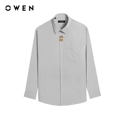Owen - Áo sơ mi dài tay Regular Fit AR255026DT màu Xám nhạt chất liệu Bamboo spandex