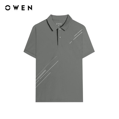 Owen - Áo polo Bodyfit APV253643 màu Xám đậm chất liệu Nylon spandex