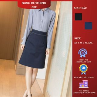  Chân Váy Chữ A Có Túi Dài Tới Gối Chân Váy Công Sở Nữ susuclothing 2 Túi Trần Chỉ nhiều Dài 50cm 