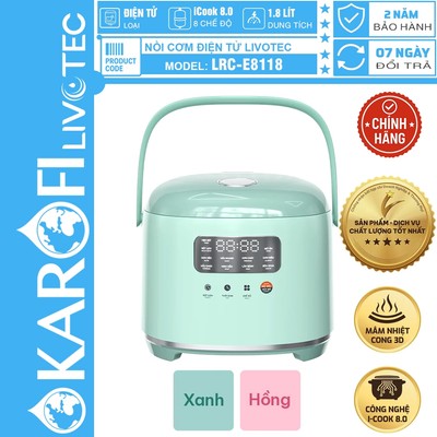 [CHÍNH HÃNG 100%] Nồi cơm điện tử Karofi Livotec LRC-E8118, dung tích 1.8 lít, UDO Smart & iCook 8.0 với 8 chế độ nấu
