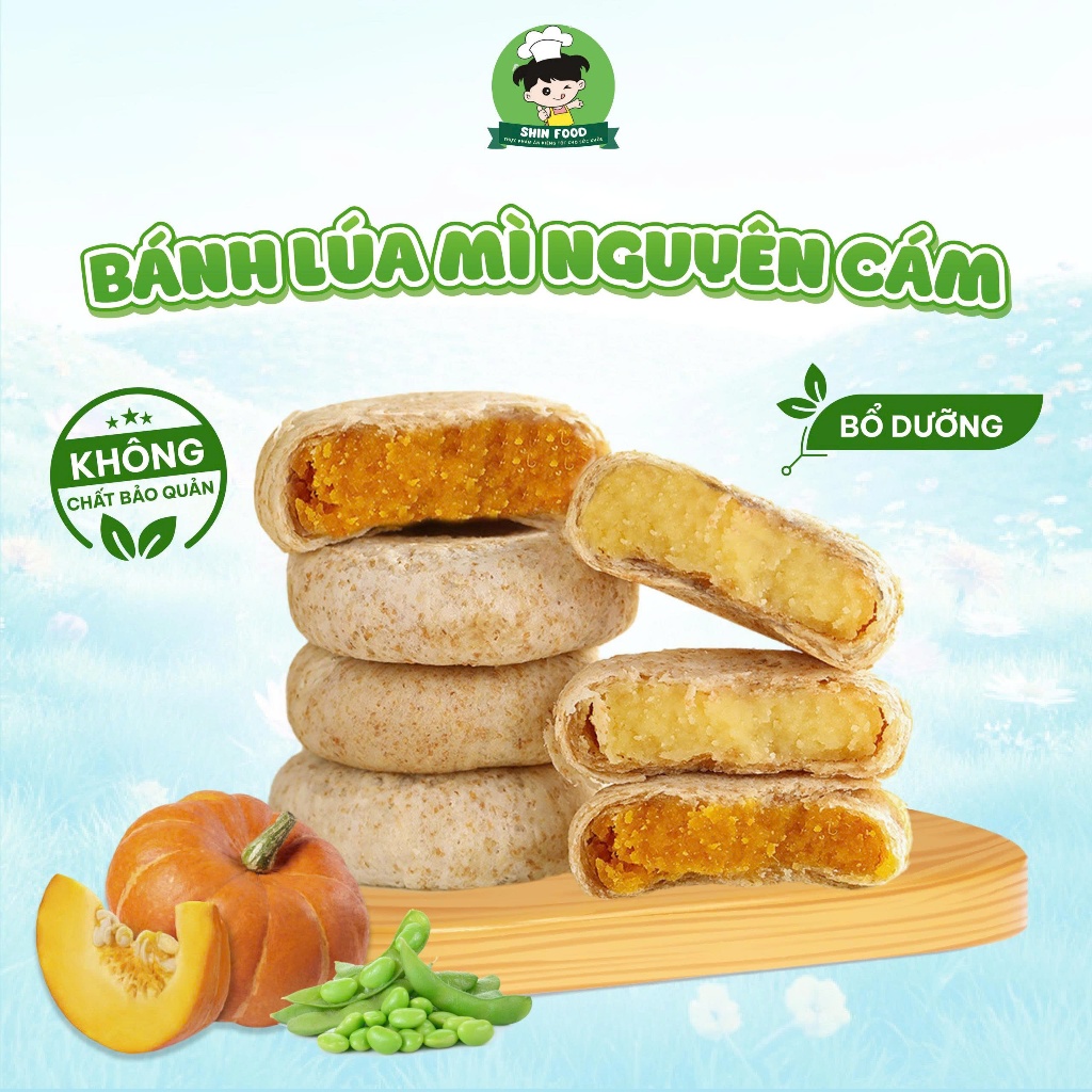 Bánh Lúa Mì Nguyên Cám Nhân Đậu Xanh, Bí Ngô Ít Đường, Ít Calo Shinfood, Dinh Dưỡng Phù Hợp Người Ăn Kiêng, Healthy
