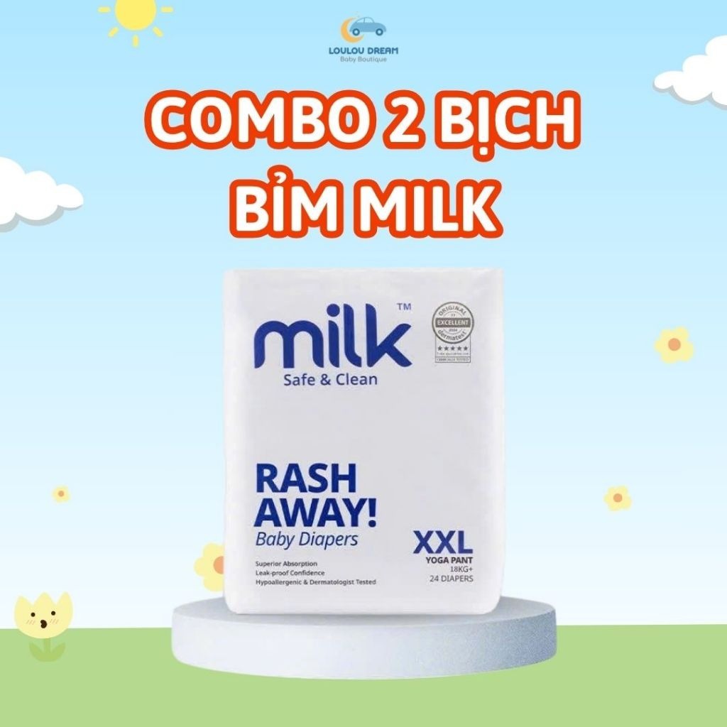 Combo 2 bịch bỉm tã Milk thuần chay nội địa Malaysia
