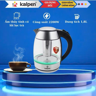 Ấm đun nước siêu tốc thủy tinh Kalpen 1,8L kk66 công suất 2200w có đèn bảo hành 2 năm gia dụng đức