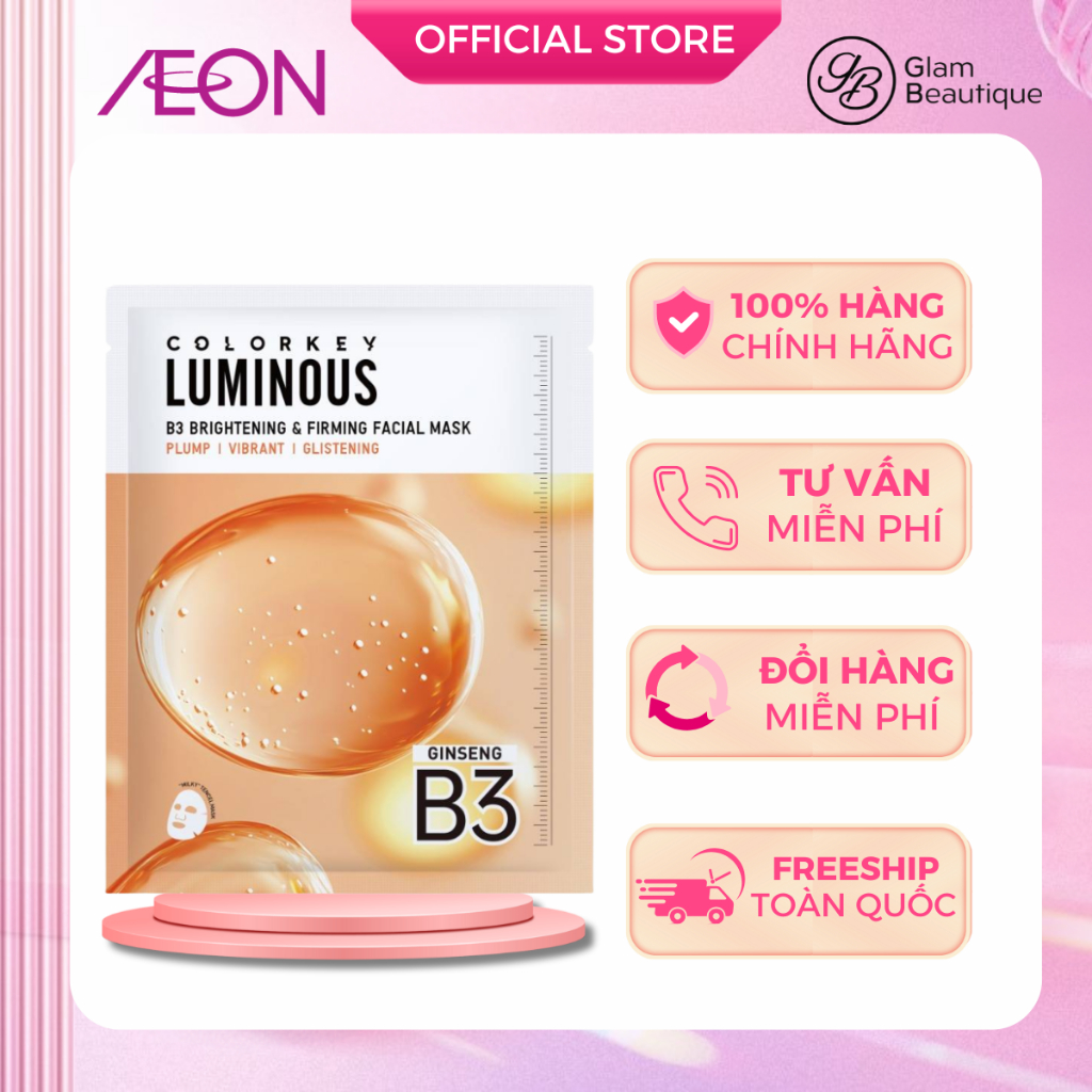 Hộp Combo 10 Miếng Mặt Nạ Colorkey Luminous B3 30ml Glam Beautique