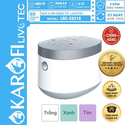 [CHÍNH HÃNG 100%] Nồi cơm điện tử Livotec LRC-E8218, dung tích 1.8 lít, công suất 700W,