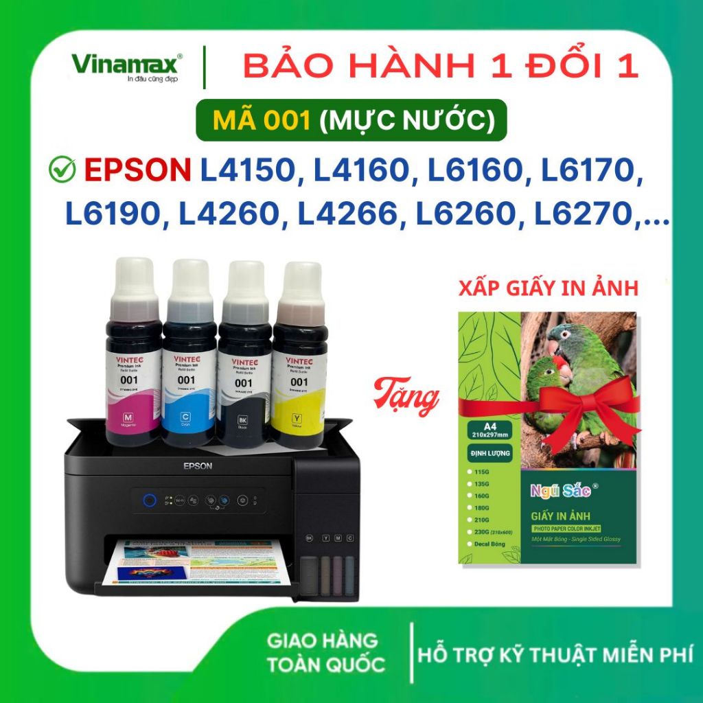 [TẶNG GIẤY IN ẢNH] Mực in phun máy in Epson L4150, L4160, L6160, L6170,  L6190, L4260, L4266, L6260,