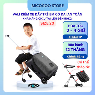 Vali du lịch 2in1 kiêm xe đẩy em bé có đai an toàn và khóa hải quan , Vali ghế ngồi cho bé chính hãng QBox