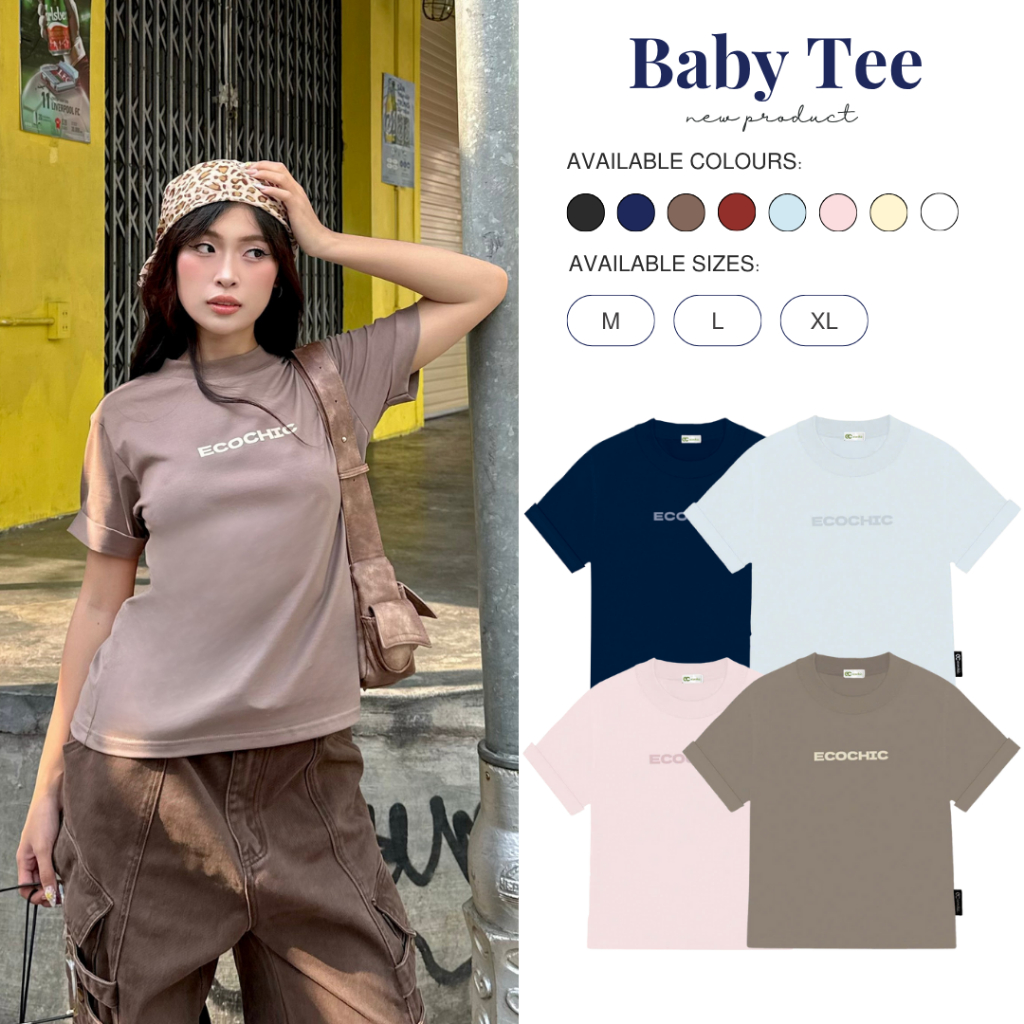 Áo Phông Baby Tee ECOCHIC Chữ Dập Nổi Chất Liệu Thun Mỹ Vừa Vặn Local Brand Chính Hãng B120 | BigBuy360 - bigbuy360.vn