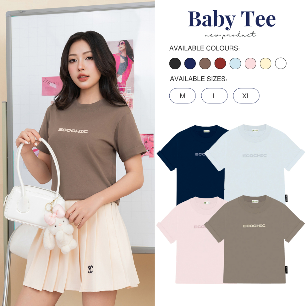 Áo Phông Baby Tee ECOCHIC Chữ Dập Nổi Chất Liệu Thun Mỹ Vừa Vặn Local Brand Chính Hãng B120 | BigBuy360 - bigbuy360.vn