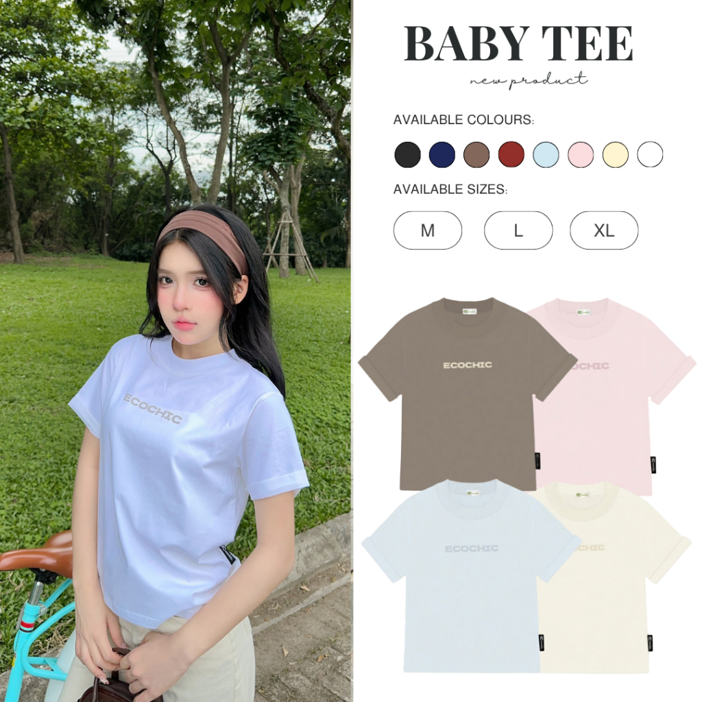 Áo Phông Baby Tee ECOCHIC Chữ Dập Nổi Chất Liệu Thun Mỹ Vừa Vặn Local Brand Chính Hãng B120 | BigBuy360 - bigbuy360.vn