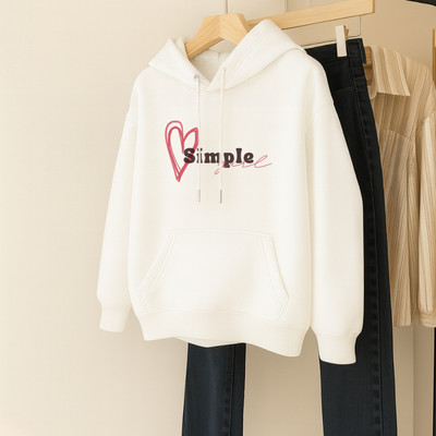 Áo nỉ hoodie nữ NA28 in chữ Simple màu đen be trắng Loza NM8397