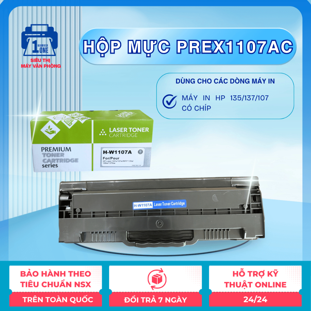 Hộp mực in laser Premium HP W1107A ✅ Hộp mực laser dùng cho máy in HP 135A/ 135W 137fnw/ 107A/ 107W 