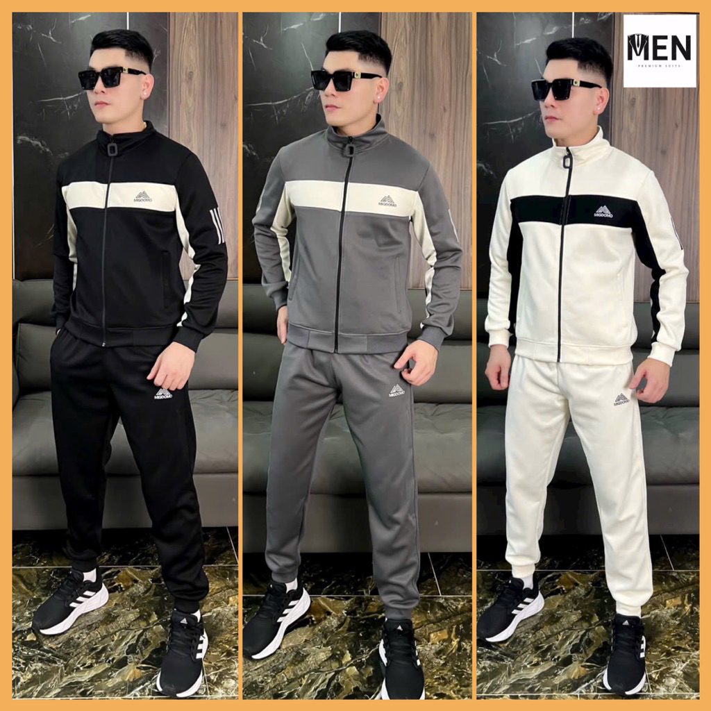 Bộ nỉ nam thể thao mùa đông chất liệu nỉ 2 da, Bộ quần áo nỉ nam thu đông