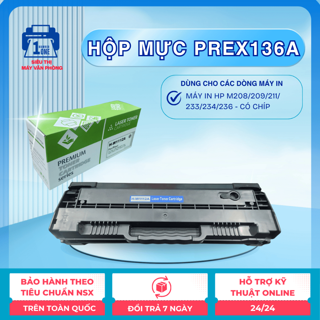 Hộp mực in laser Premium Hp 136A/ W136A - In Đẹp, Tái sử dụng Đổ Lại Nhiều Lần