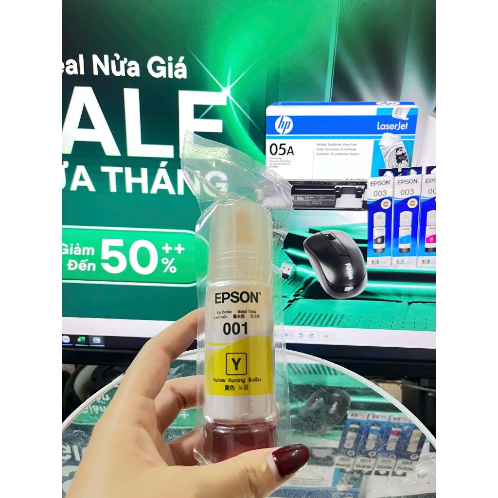 Mực in Chính Hãng Bóc máy Epson 001 màu vàng (Y) – Dùng cho máy in L4150 / L4160 / L6190 / L4260 / L