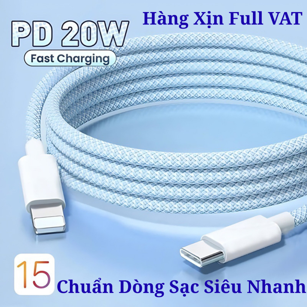 Cáp Sạc Nhanh PD 20w Dài 2M, 1M Dây Sạc Nhanh Dù Chống Đứt Dùng Cho Củ Cạc Nhanh ip Type C To Light | BigBuy360 - bigbuy360.vn