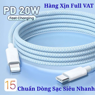 Cáp Sạc Nhanh PD 20w Dài 2M, 1M Dây Sạc Nhanh Dù Chống Đứt Dùng Cho Củ Cạc Nhanh ip Type C To Light