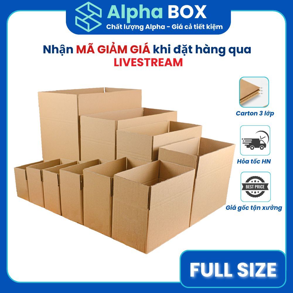 [COMBO 10] Hộp Carton Đóng Hàng FULL SIZE hộp giấy đóng gói hàng hóa giá rẻ cứng cáp - ALPHA BOX