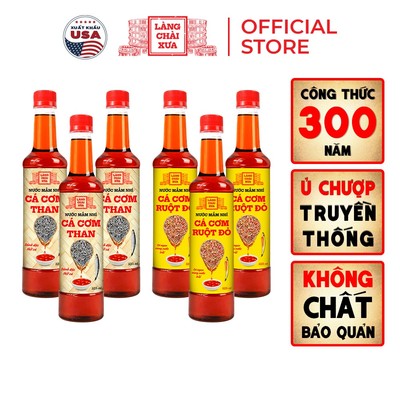[TẶNG 1 NƯỚC TƯƠNG 125ML] Thùng 6 chai 3 THAN 3 VÀNG Nước Mắm Nhỉ Làng Chài Xưa chai nhựa 525ml